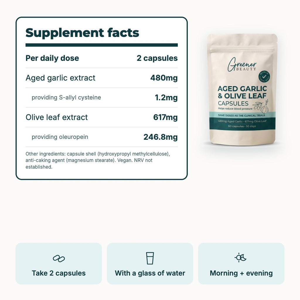 Greener Beauty Aged Garlic & Olive Leaf Capsules